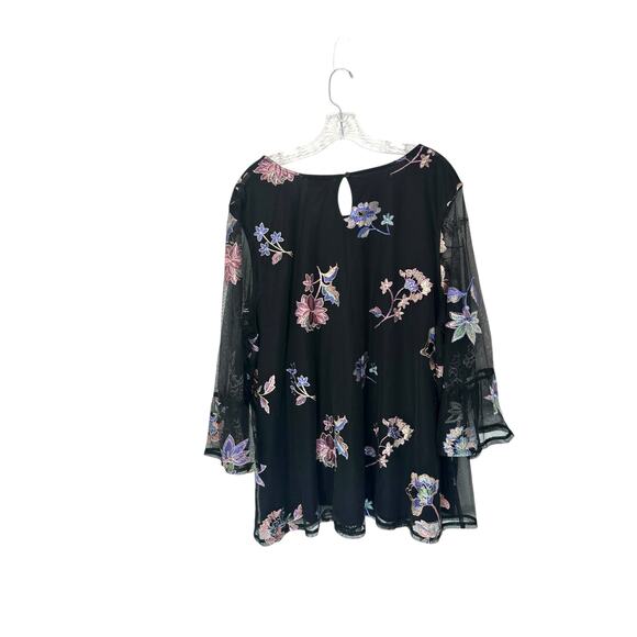 Catherines Blouse Black Plus Lace Floral Embroidered Whimsical Fairy Size 2X - Picture 8 of 11